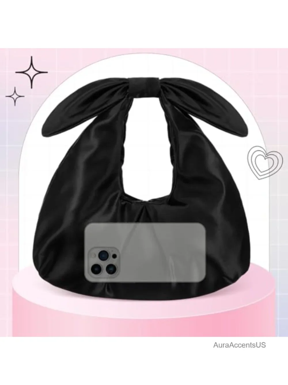 Satin Evening Clutch Purse with Bow Handle Wedding Party Bag